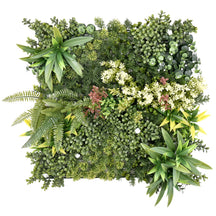 Mur végétal | Rhea | Décoration murale élégante avec plantes vertes et fleurs blanches | 50 x 50 cm