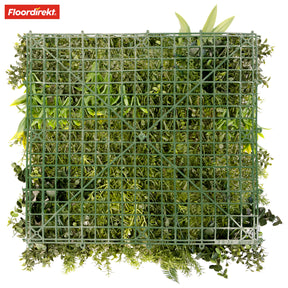 Mur végétal | Rhea | Décoration murale élégante avec plantes vertes et fleurs blanches | 50 x 50 cm