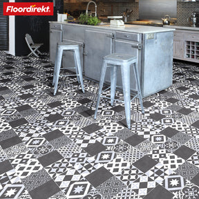 Revêtement de sol CV | Amadora 990D | Sol vinyle robuste avec aspect carrelage gris vintage stylé