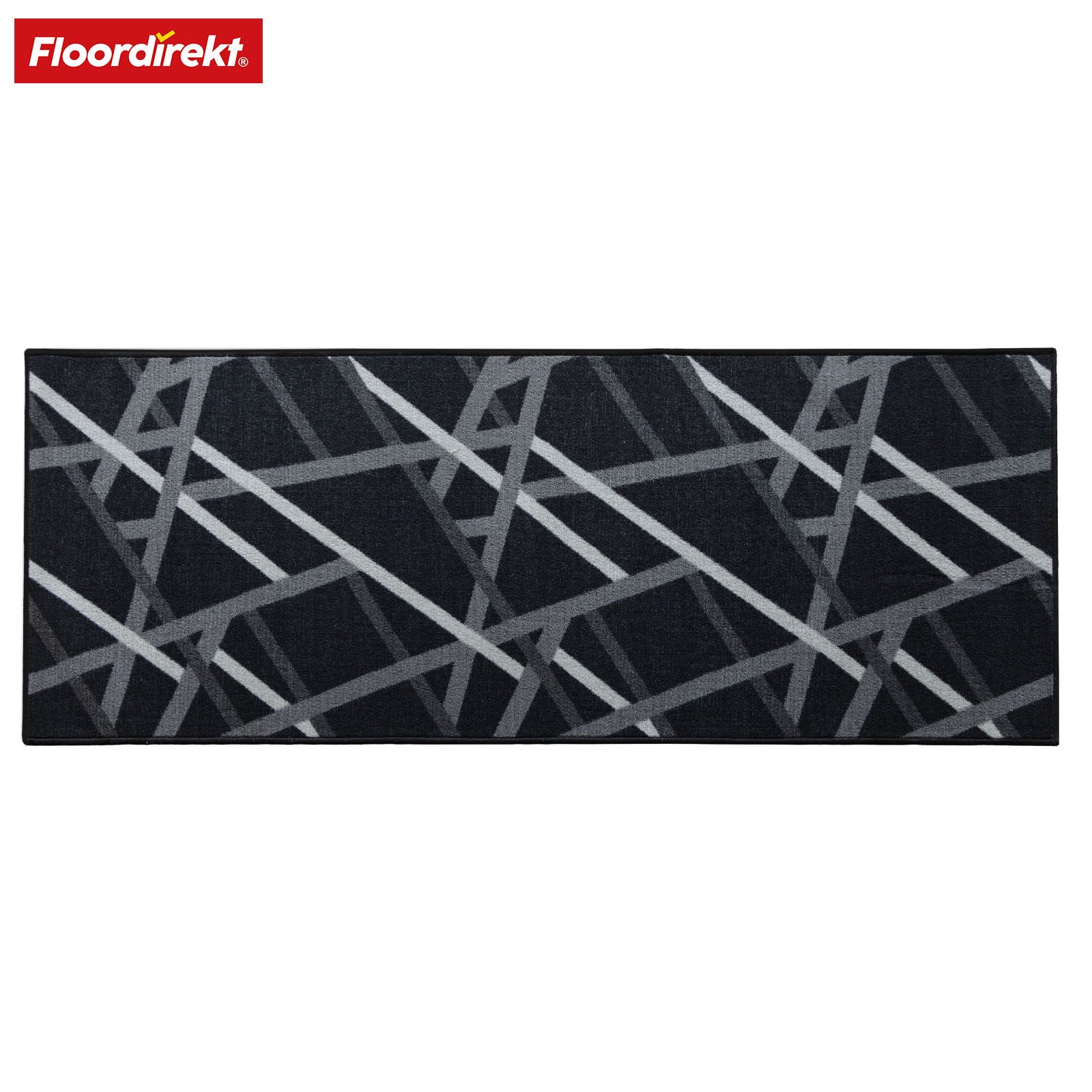 Tapis couloir Printed | En anthracite et marron | Tapis moderne à motif rayé avec dos antidérapant en gel | Résistant et facile d’entretien