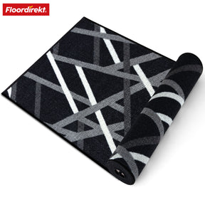 Tapis couloir Printed | En anthracite et marron | Tapis moderne à motif rayé avec dos antidérapant en gel | Résistant et facile d’entretien