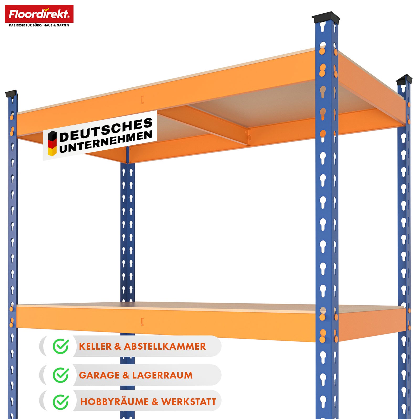 Étagère pour charges lourdes | Rhino | Étagère de stockage avec 5 étagères | Charge admissible de 1050 kg | Système d'emboîtement innovant | En différentes couleurs et tailles
