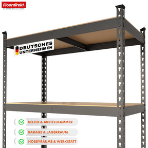 Étagère pour charges lourdes | Rhino | Étagère de stockage avec 5 étagères | Charge admissible de 1050 kg | Système d'emboîtement innovant | En différentes couleurs et tailles