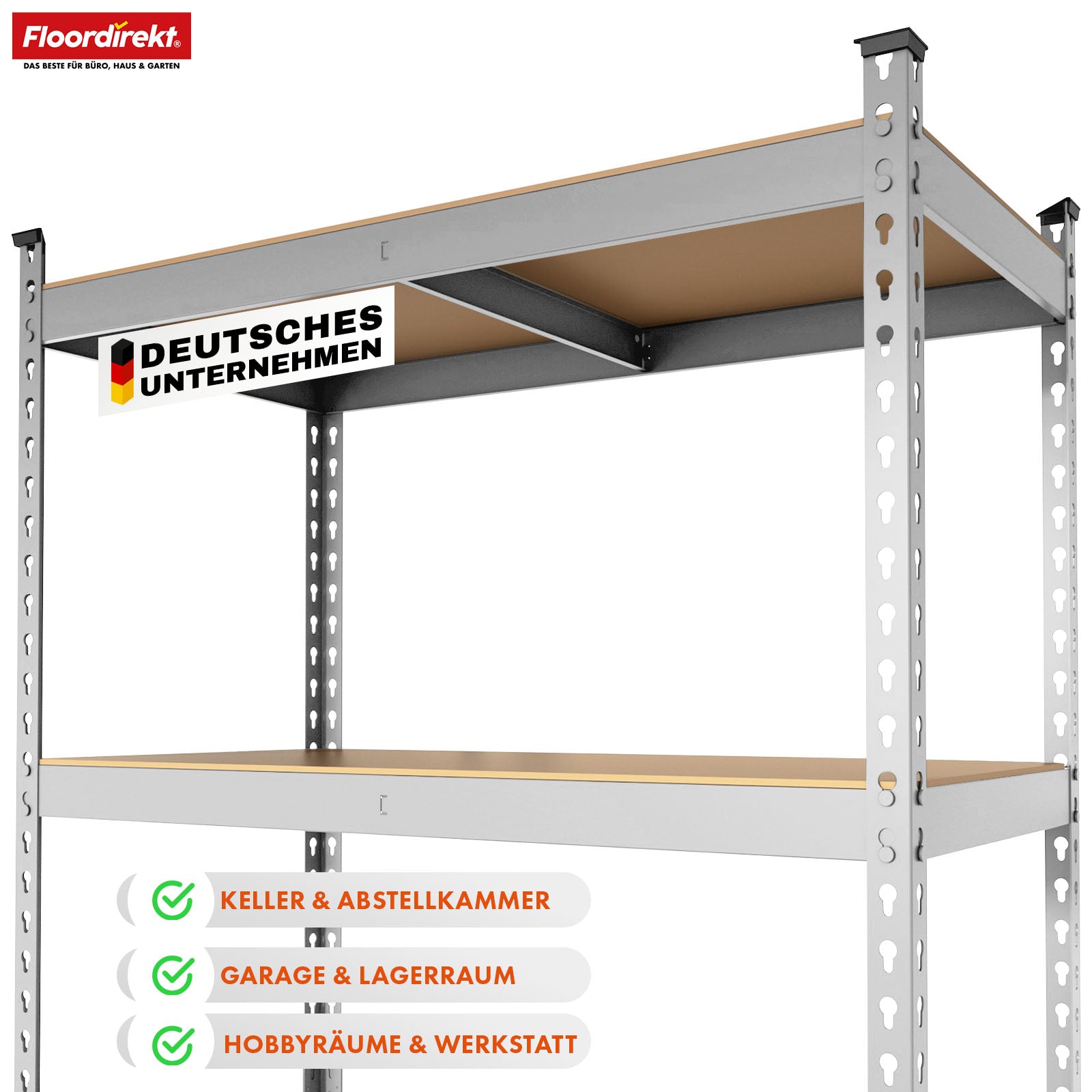 Étagère pour charges lourdes | Rhino | Étagère de stockage avec 5 étagères | Charge admissible de 1050 kg | Système d'emboîtement innovant | En différentes couleurs et tailles