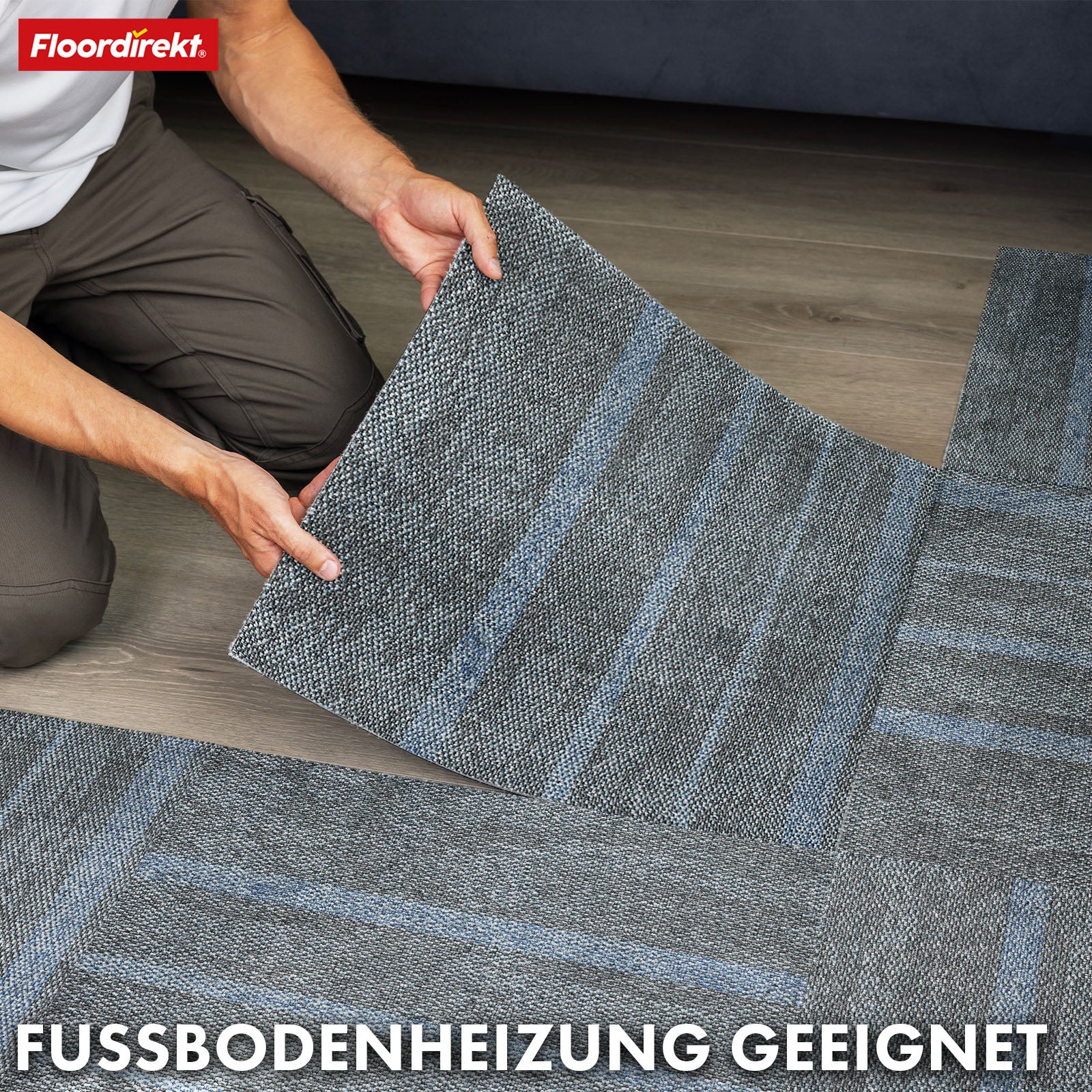 Dalles de moquette | Zürich | 50 x 50 cm | Idéal pour le bureau et la maison | Dalles design de haute qualité en 4 couleurs
