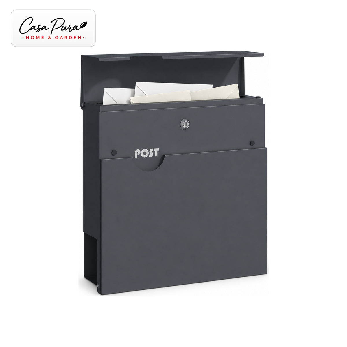 Boîte aux lettres | Albert | Boîte aux lettres murale verrouillable avec porte-journaux | Résistante aux intempéries | Anthracite