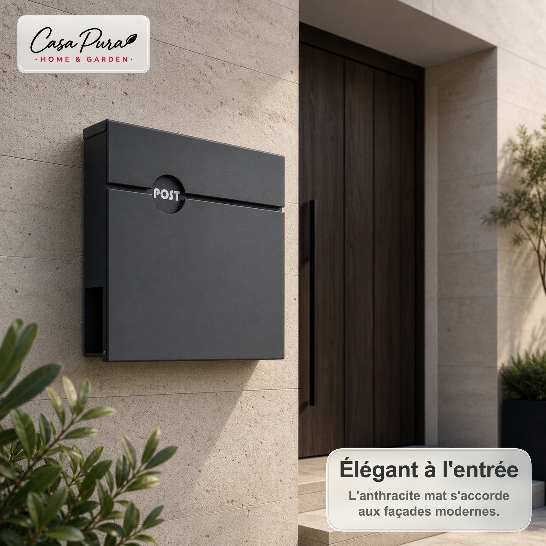 Boîte aux lettres | Albert | Boîte aux lettres murale verrouillable avec porte-journaux | Résistante aux intempéries | Anthracite