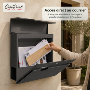 Boîte aux lettres | Albert | Boîte aux lettres murale verrouillable avec porte-journaux | Résistante aux intempéries | Anthracite