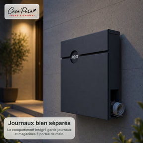 Boîte aux lettres | Albert | Boîte aux lettres murale verrouillable avec porte-journaux | Résistante aux intempéries | Anthracite