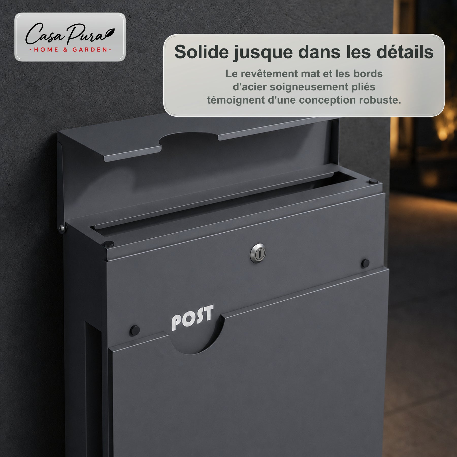 Boîte aux lettres | Albert | Boîte aux lettres murale verrouillable avec porte-journaux | Résistante aux intempéries | Anthracite