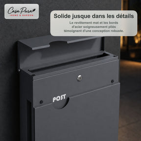 Boîte aux lettres | Albert | Boîte aux lettres murale verrouillable avec porte-journaux | Résistante aux intempéries | Anthracite