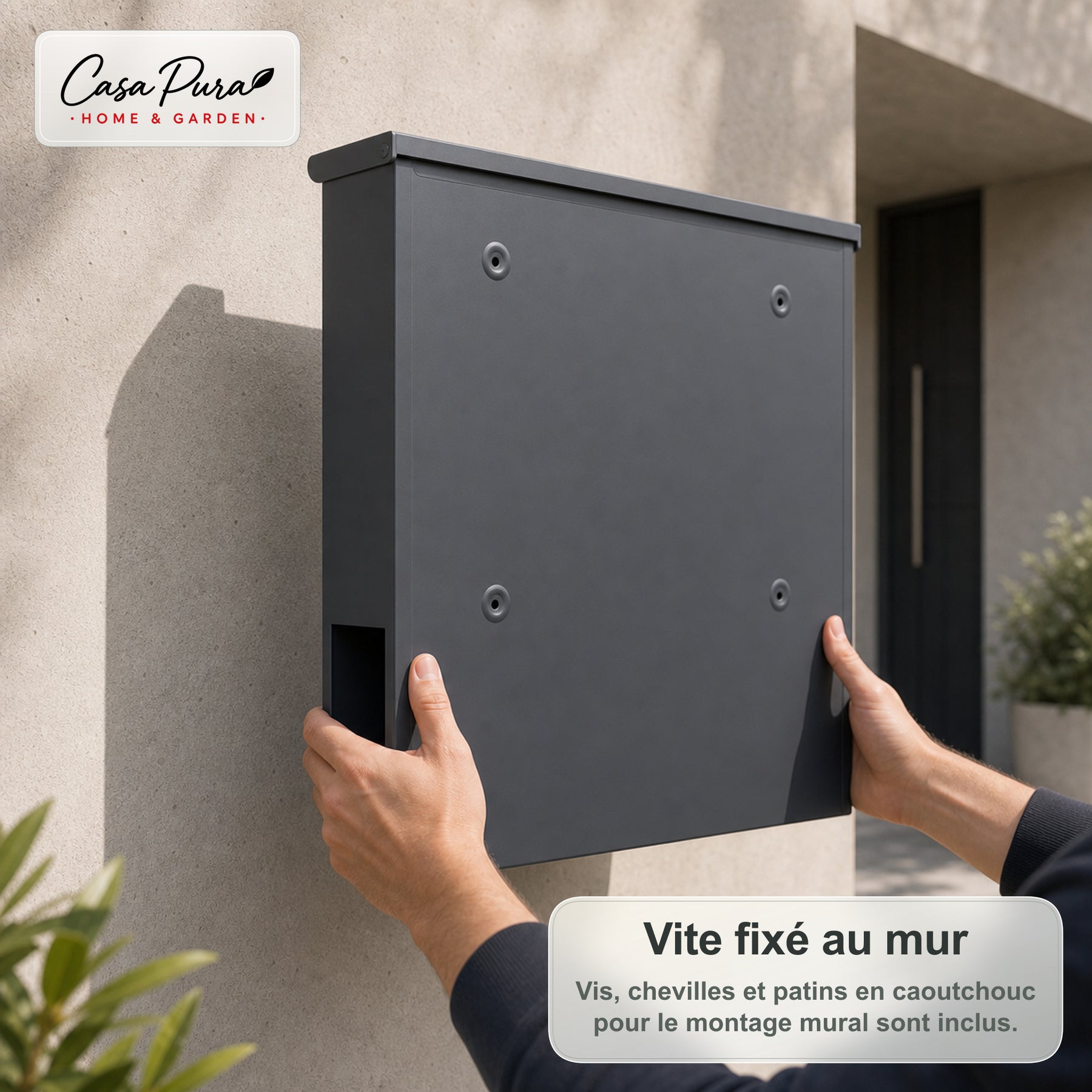 Boîte aux lettres | Albert | Boîte aux lettres murale verrouillable avec porte-journaux | Résistante aux intempéries | Anthracite