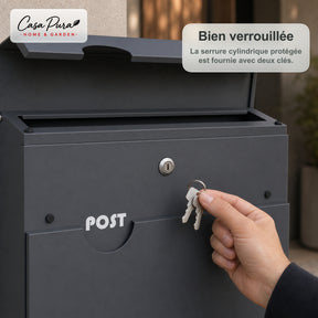 Boîte aux lettres | Albert | Boîte aux lettres murale verrouillable avec porte-journaux | Résistante aux intempéries | Anthracite