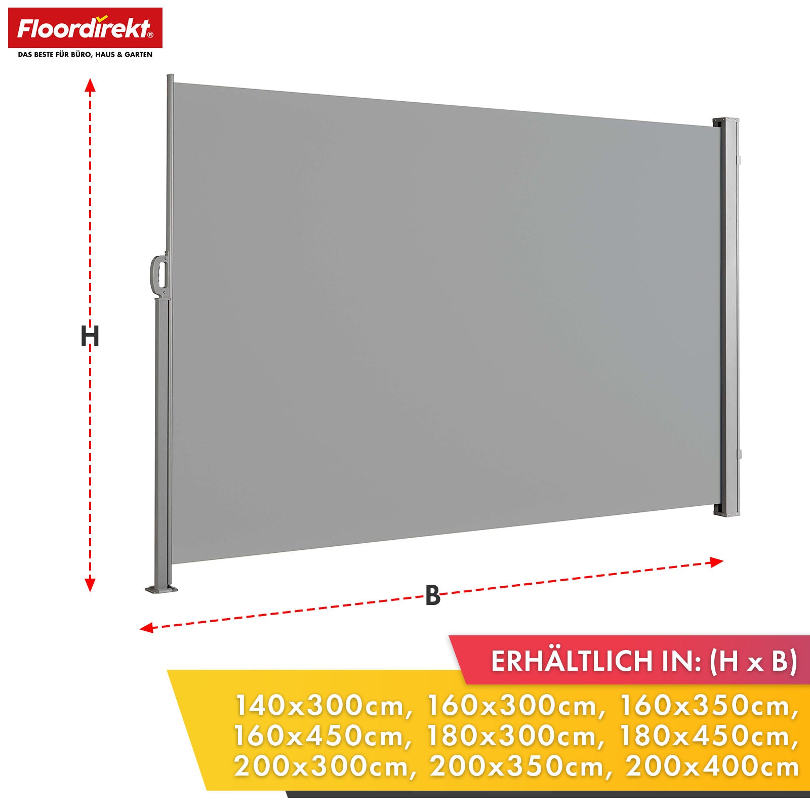 Store latéral en aluminium | Protection solaire et visuelle pour terrasse, balcon et jardin | Protection UV, opaque et déperlant | Différentes couleurs et tailles