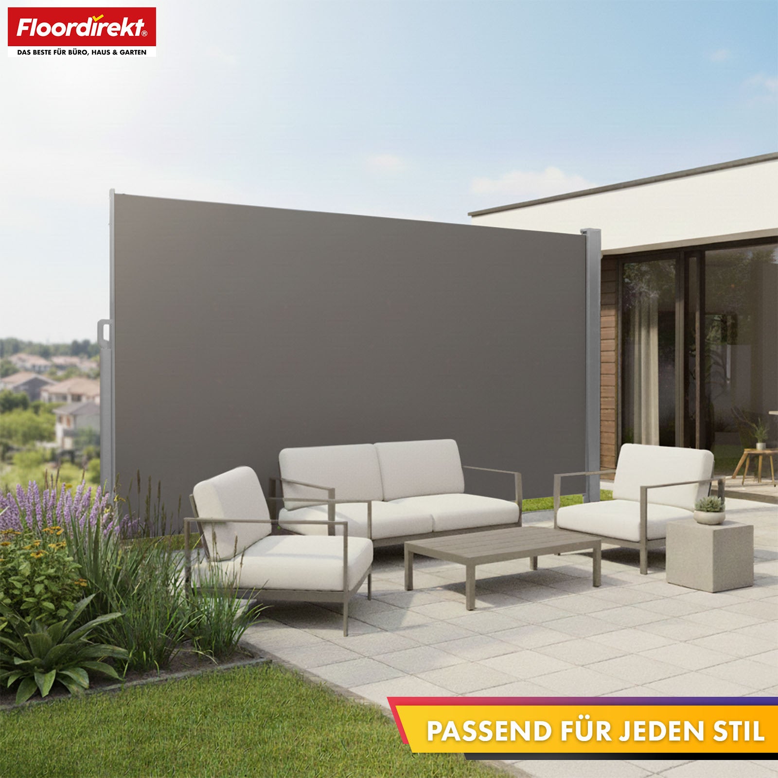 Store latéral en aluminium | Protection solaire et visuelle pour terrasse, balcon et jardin | Protection UV, opaque et déperlant | Différentes couleurs et tailles