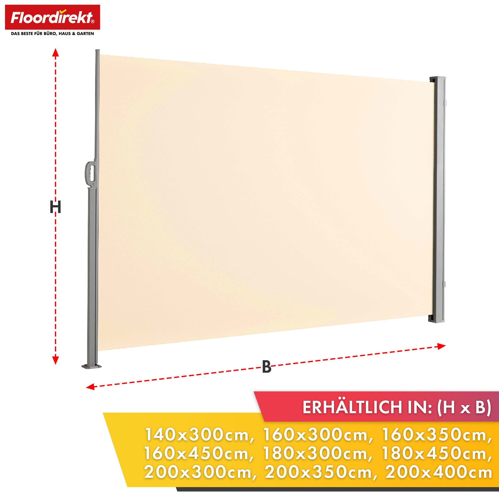 Store latéral en aluminium | Protection solaire et visuelle pour terrasse, balcon et jardin | Protection UV, opaque et déperlant | Différentes couleurs et tailles