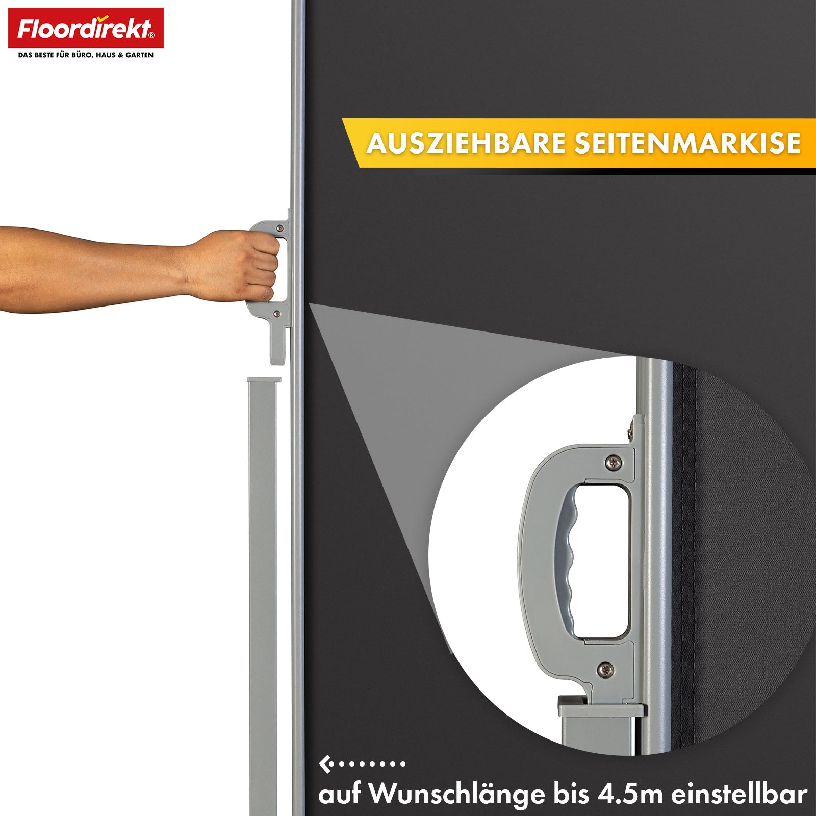 Store latéral en aluminium | Protection solaire et visuelle pour terrasse, balcon et jardin | Protection UV, opaque et déperlant | Différentes couleurs et tailles