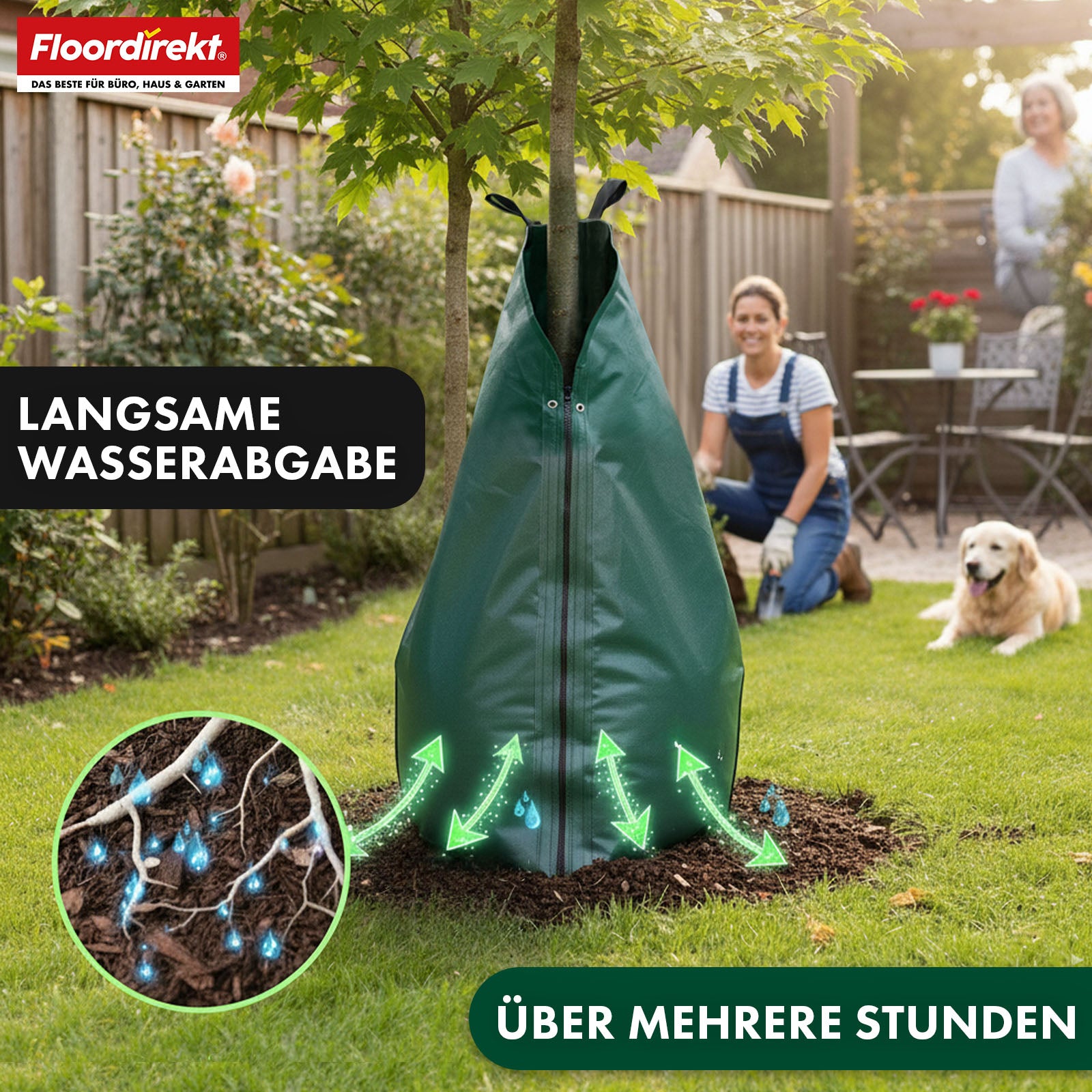 Sac d'arrosage pour arbres | Sac d'eau de 75 L et 100 L avec système d'arrosage goutte à goutte | Sac d'arrosage réutilisable en PVC pour arbres