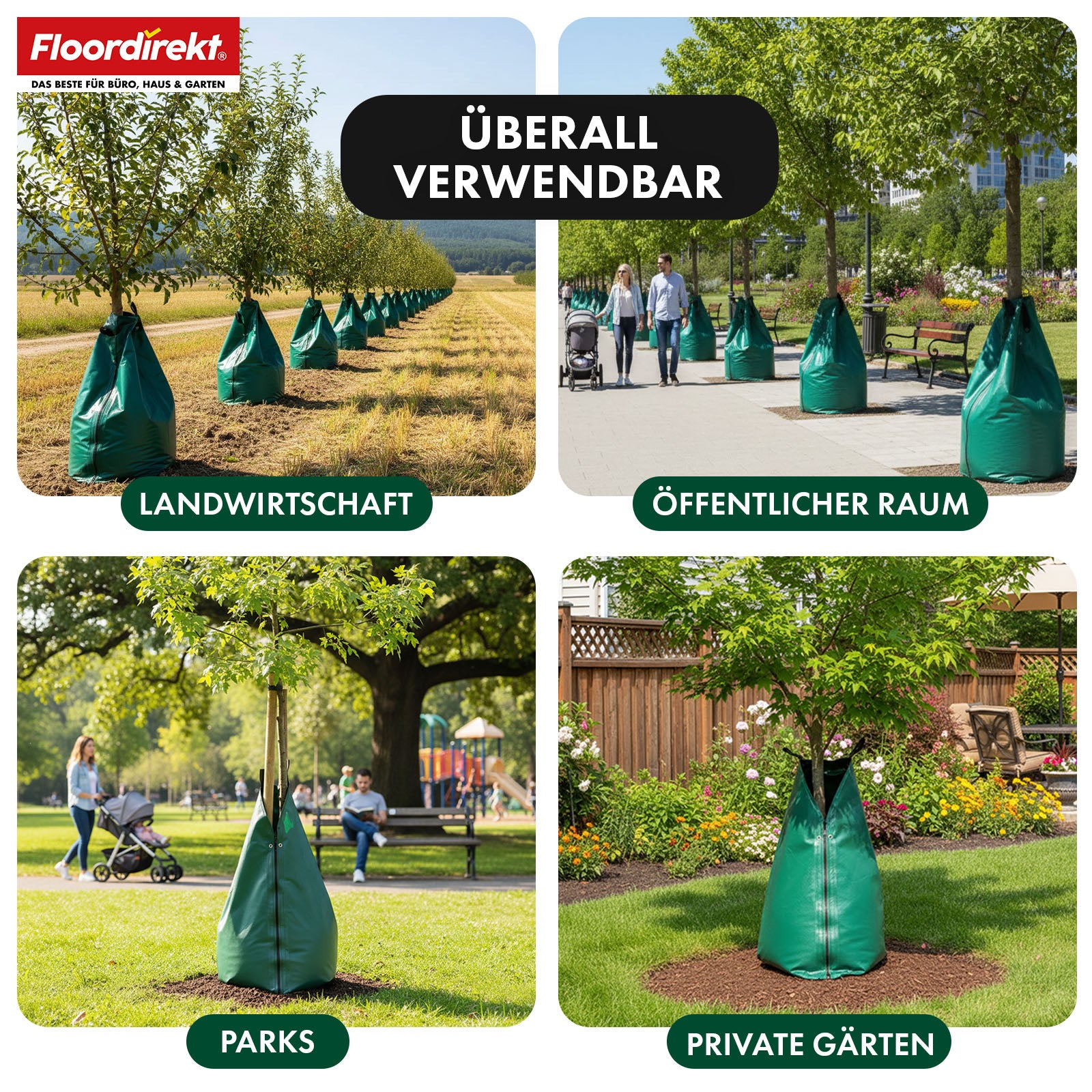 Sac d'arrosage pour arbres | Sac d'eau de 75 L et 100 L avec système d'arrosage goutte à goutte | Sac d'arrosage réutilisable en PVC pour arbres