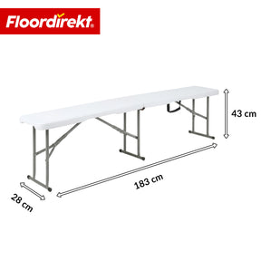 Banc de jardin | Chiba | Banc pliant 183 cm en blanc, résistant aux intempéries & supporte jusqu’à 320 kg