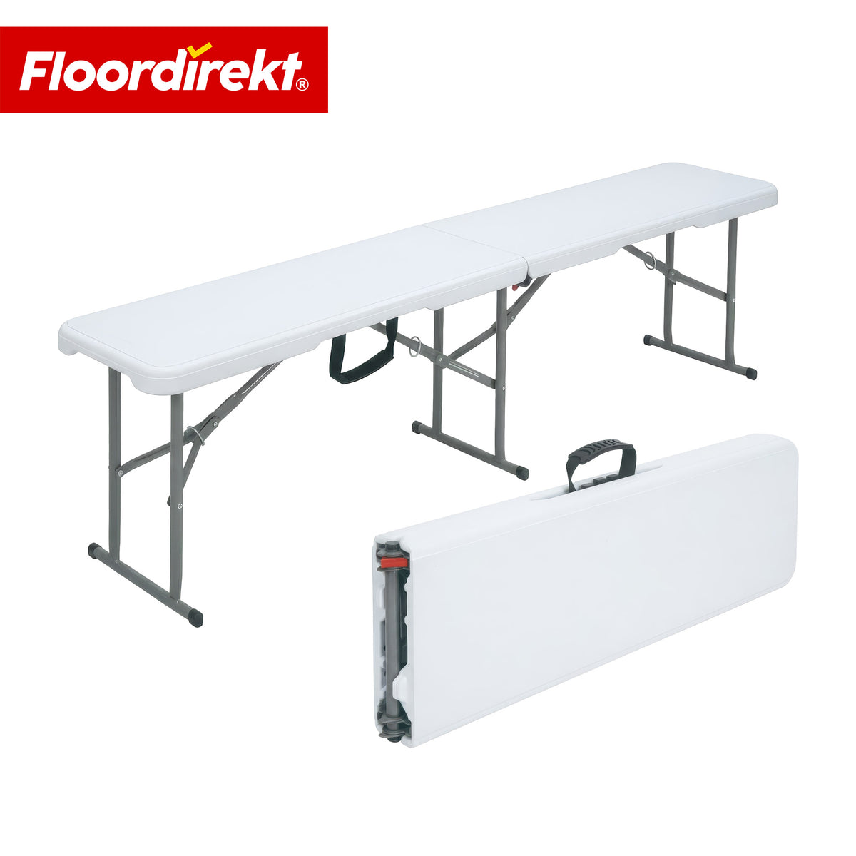 Banc de jardin | Chiba | Banc pliant 183 cm en blanc, résistant aux intempéries & supporte jusqu’à 320 kg