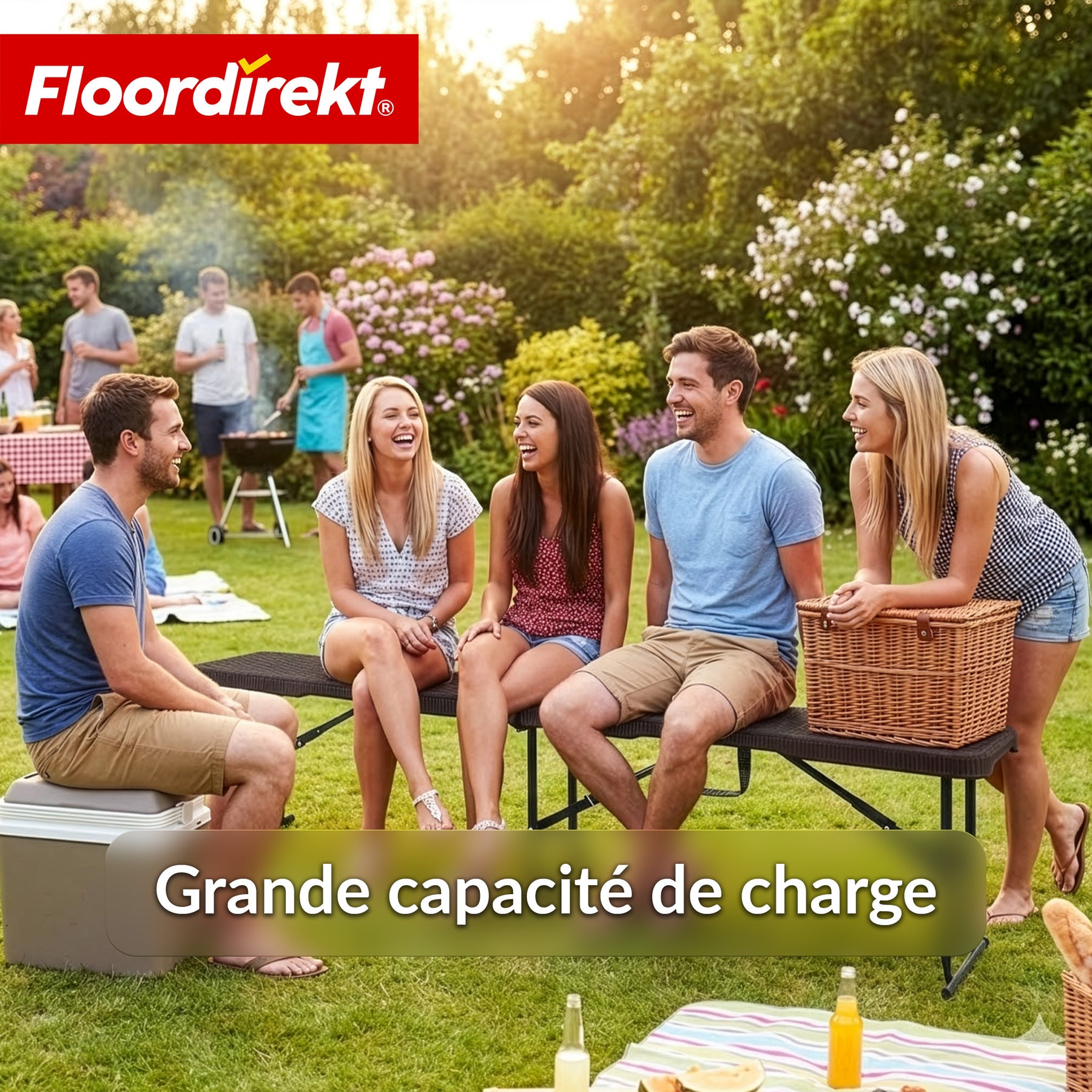 Banc de jardin | Kagawa | Banc pliant résistant aux intempéries 183 cm en brun pour jardin, balcon & événements