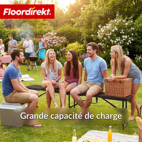 Banc de jardin | Kagawa | Banc pliant résistant aux intempéries 183 cm en brun pour jardin, balcon & événements