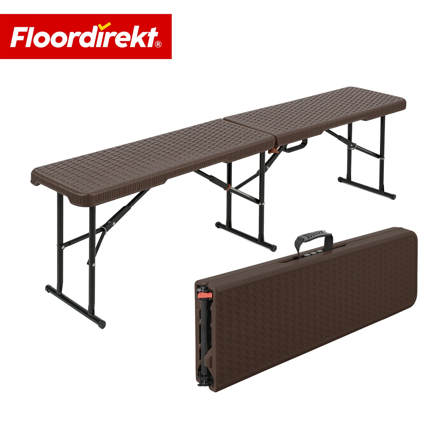 Banc de jardin | Kagawa | Banc pliant résistant aux intempéries 183 cm en brun pour jardin, balcon & événements
