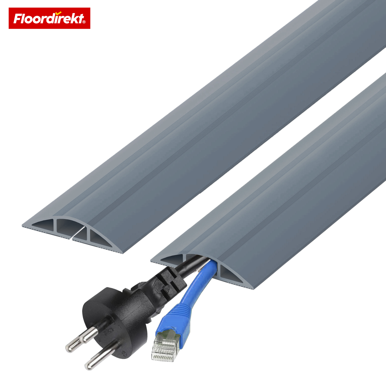 Goulotte de sol | Cable Guard | Protection antidérapante pour câbles & anti-trébuchement | Flexible, découpable & pour 2 câbles jusqu’à 8 mm Ø