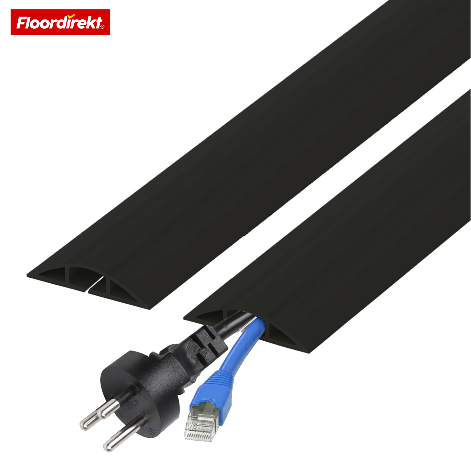 Goulotte de sol | Cable Guard | Protection antidérapante pour câbles & anti-trébuchement | Flexible, découpable & pour 2 câbles jusqu’à 8 mm Ø