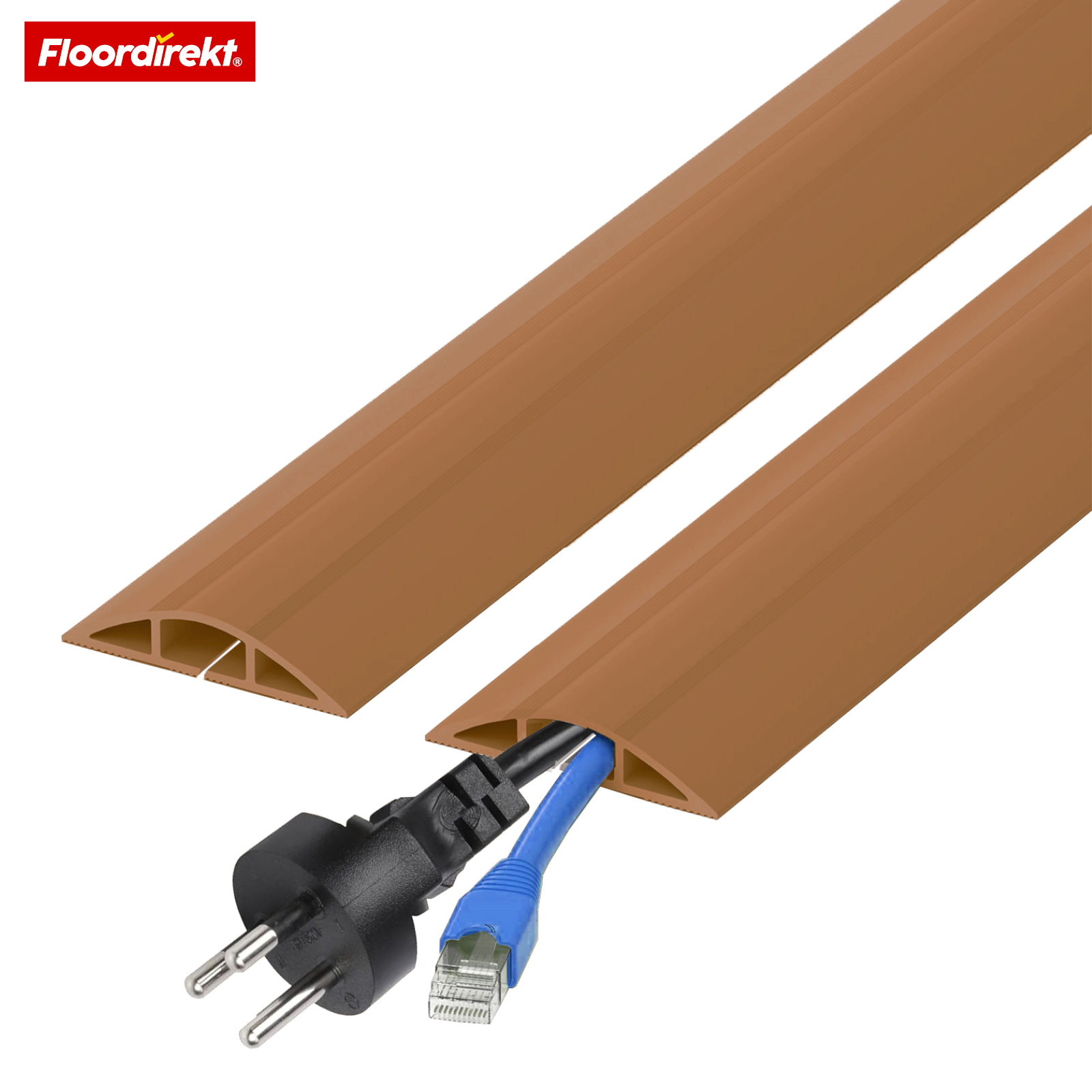 Goulotte de sol | Cable Guard | Protection antidérapante pour câbles & anti-trébuchement | Flexible, découpable & pour 2 câbles jusqu’à 8 mm Ø