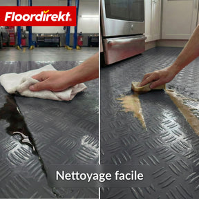 Revêtement de sol PVC | Bullet | Aspect tôle striée | Antidérapant & Facile d’entretien | Au mètre / Découpe sur mesure | Largeur 110 cm