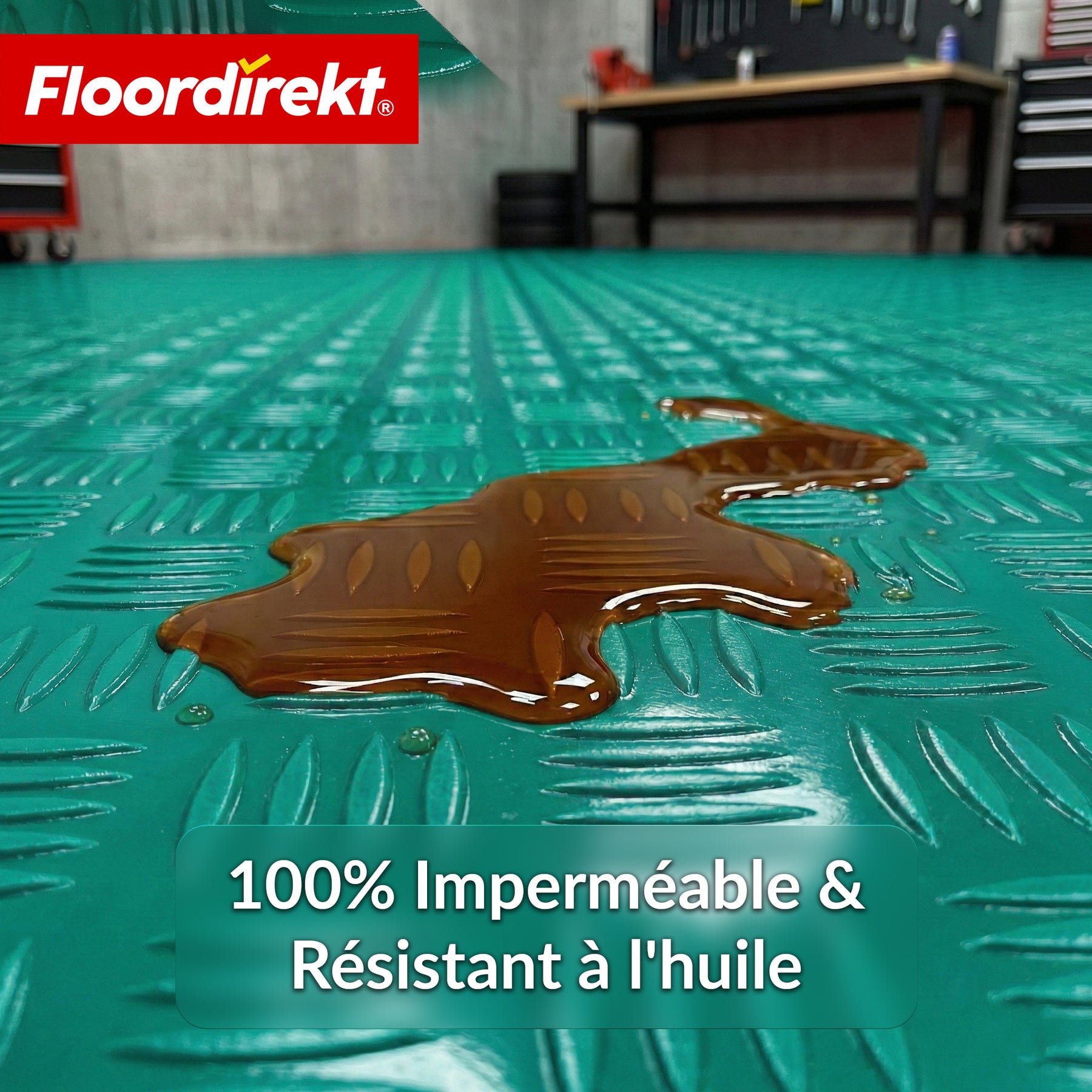 Revêtement de sol PVC | Bullet | Aspect tôle striée | Antidérapant & Facile d’entretien | Au mètre / Découpe sur mesure | Largeur 110 cm
