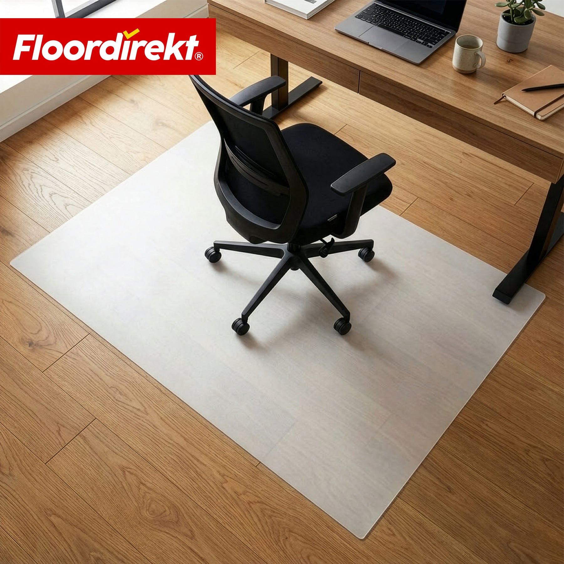 Tapis de protection de sol | Neo Milky | Sous-chaise de bureau semi-transparent blanc laiteux sur mesure pour sols durs