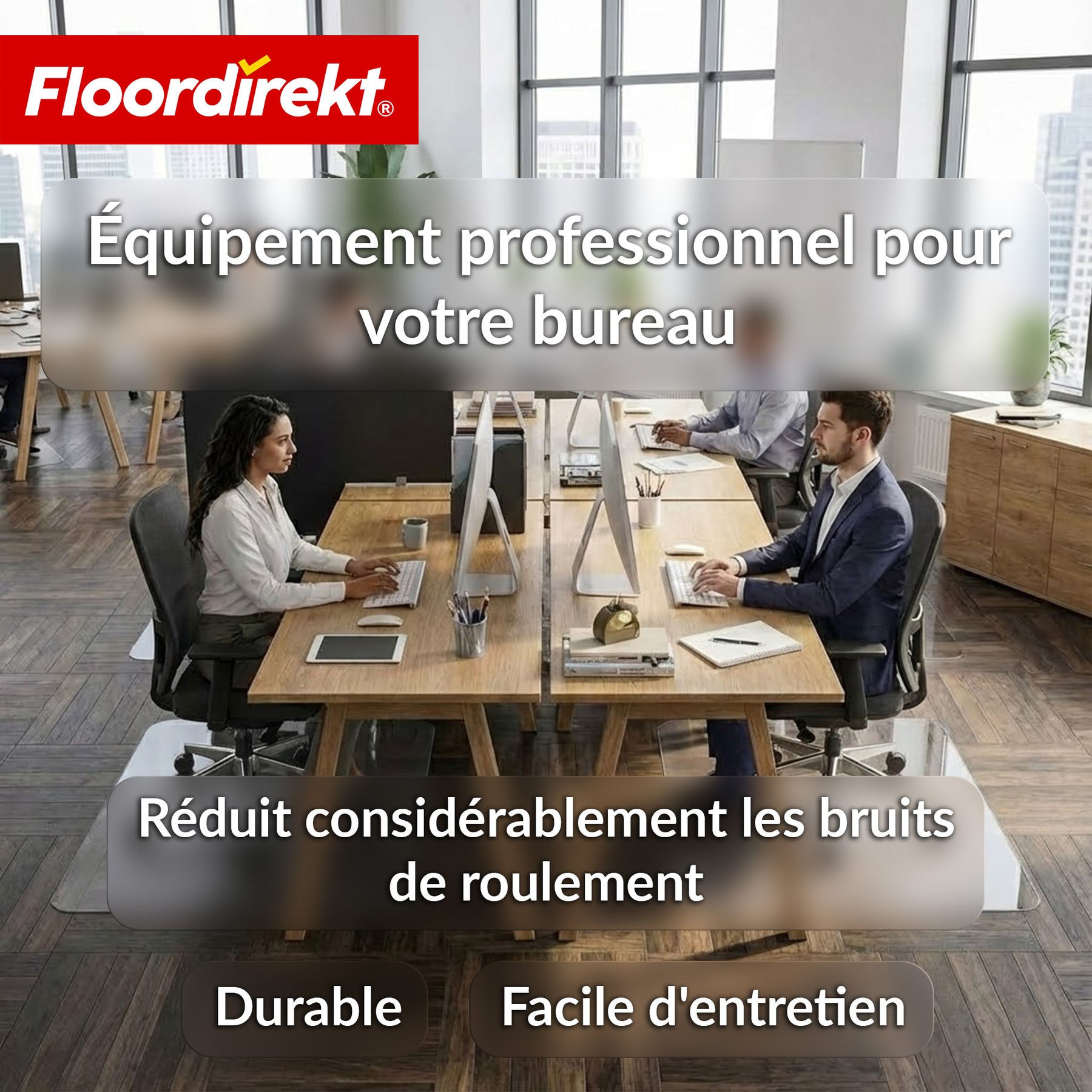 Tapis de protection de sol | Secura | Transparent 80 × 118 cm | Sous-tapis de chaise de bureau en PVC incassable 5 mm pour parquet, stratifié & moquette