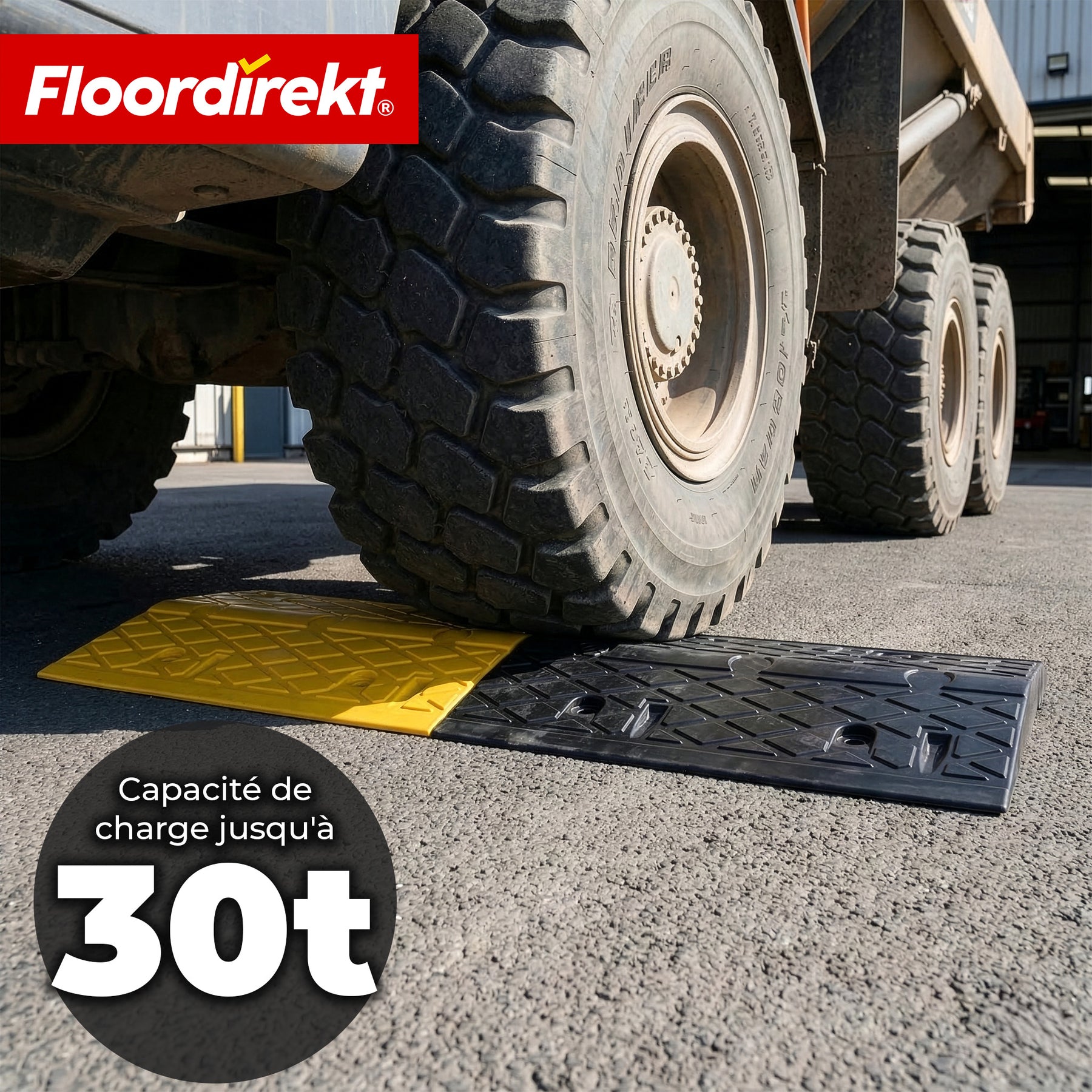 Ralentisseur Vento | 2 pièces en caoutchouc | dos d’âne jusqu’à 30 t | ralentisseur jaune-noir