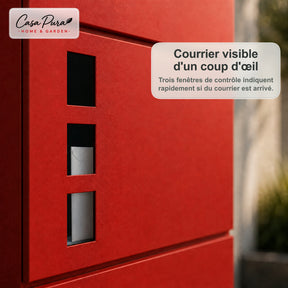 Boîte aux lettres | Adrien | Boîte aux lettres murale verrouillable avec porte-journaux | Résistante aux intempéries | Rouge