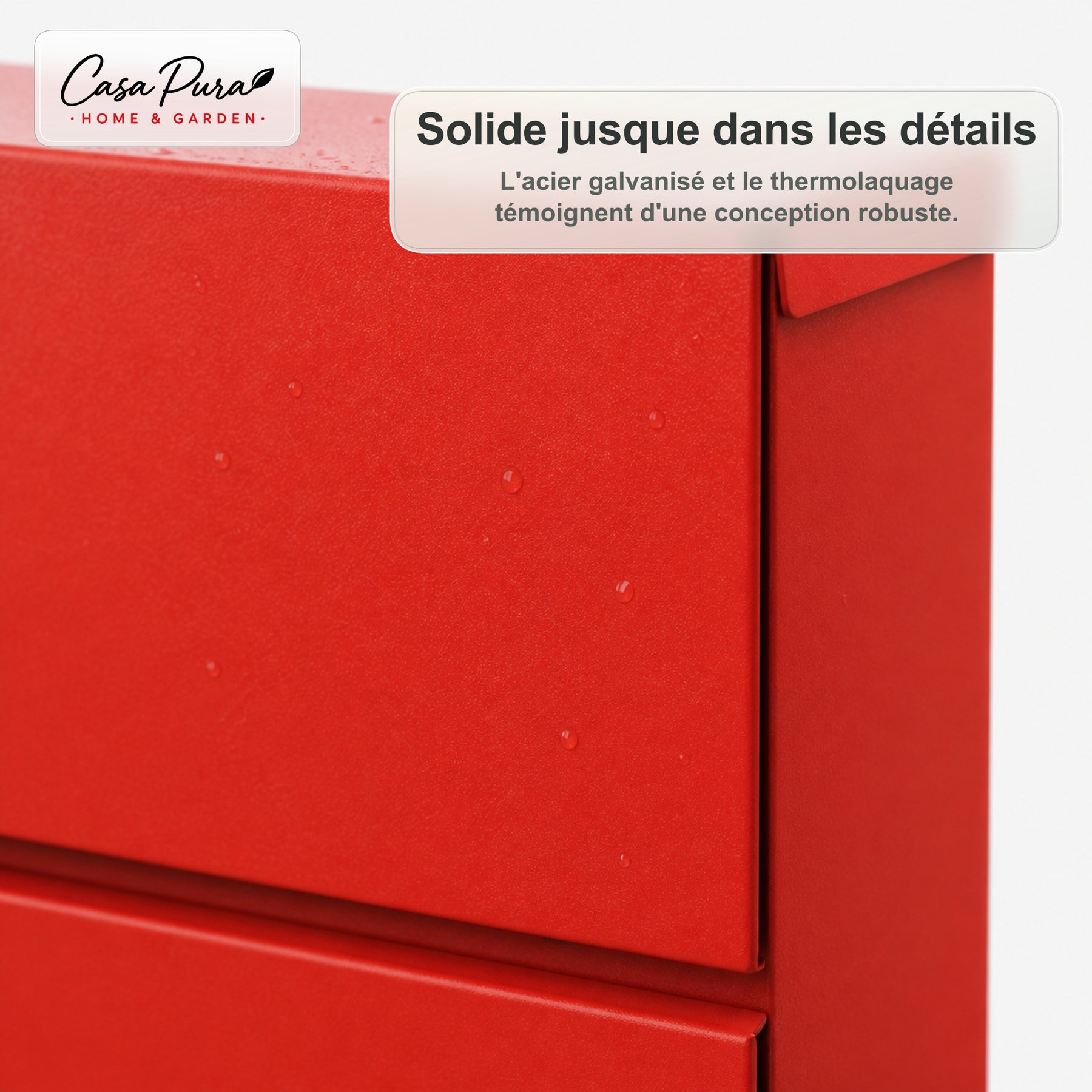 Boîte aux lettres | Adrien | Boîte aux lettres murale verrouillable avec porte-journaux | Résistante aux intempéries | Rouge