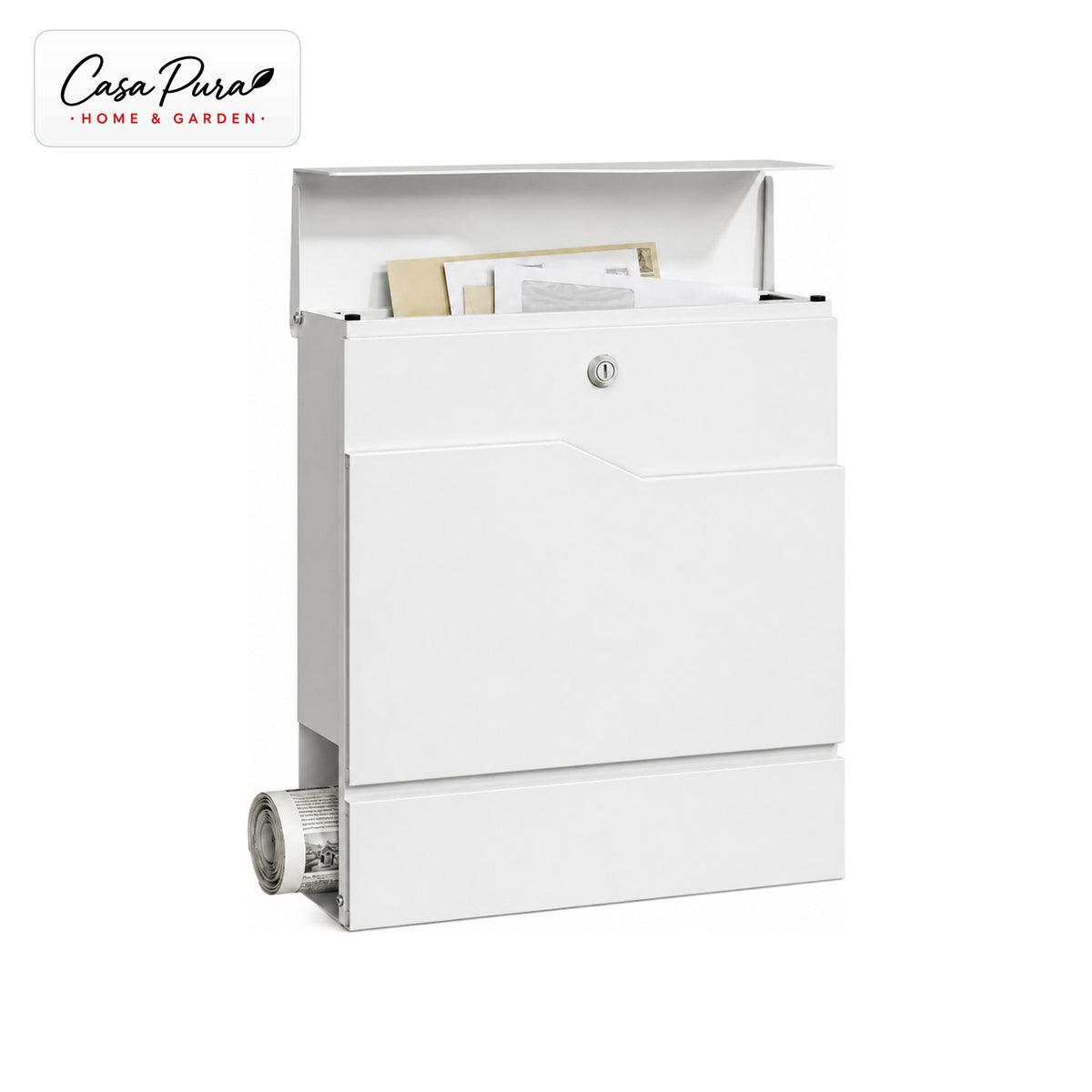 Boîte aux lettres | Claude | Boîte aux lettres murale avec Porte-journaux | Blanche | Verrouillable