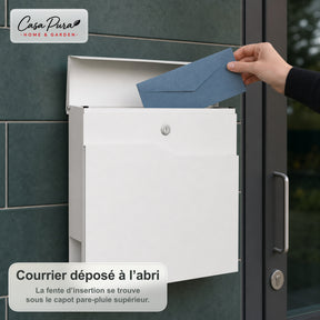 Boîte aux lettres | Claude | Boîte aux lettres murale avec Porte-journaux | Blanche | Verrouillable