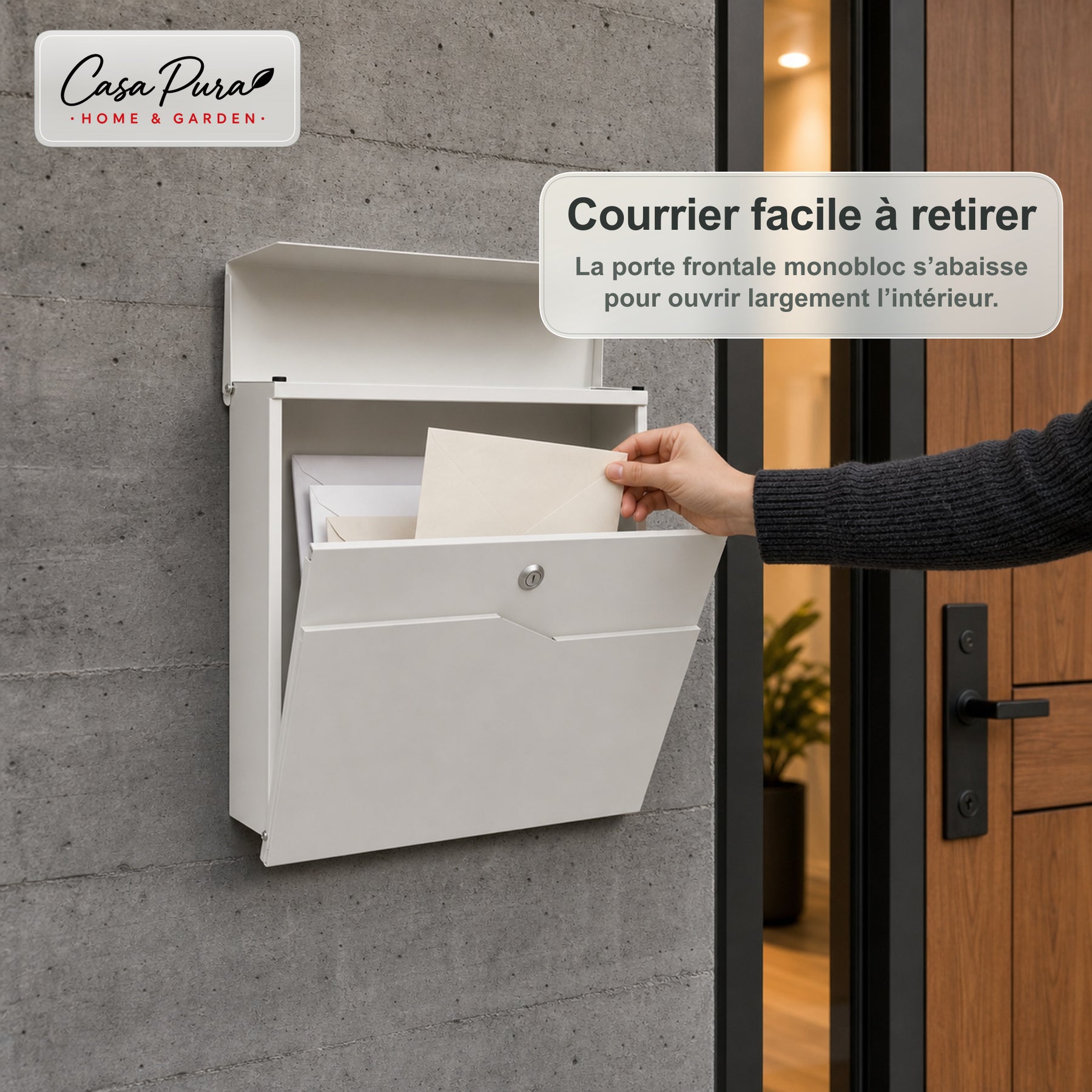 Boîte aux lettres | Claude | Boîte aux lettres murale avec Porte-journaux | Blanche | Verrouillable