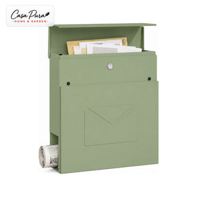 Boîte aux lettres | Laurent | Boîte aux lettres murale avec Porte-journaux | Verte | Verrouillable