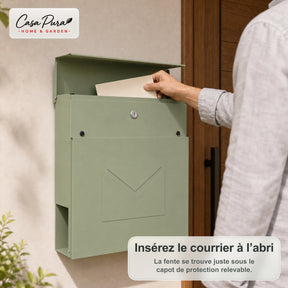 Boîte aux lettres | Laurent | Boîte aux lettres murale avec Porte-journaux | Verte | Verrouillable
