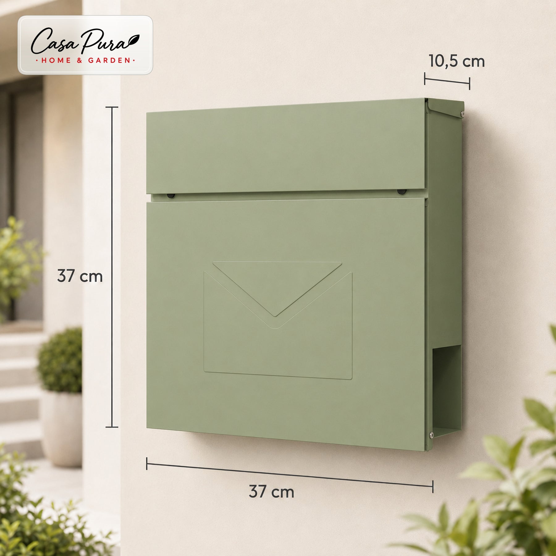 Boîte aux lettres | Laurent | Boîte aux lettres murale avec Porte-journaux | Verte | Verrouillable