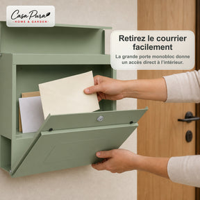 Boîte aux lettres | Laurent | Boîte aux lettres murale avec Porte-journaux | Verte | Verrouillable