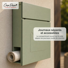 Boîte aux lettres | Laurent | Boîte aux lettres murale avec Porte-journaux | Verte | Verrouillable