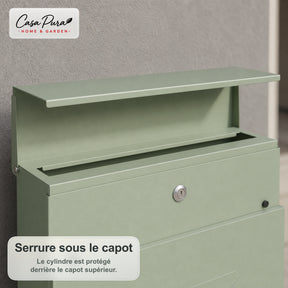 Boîte aux lettres | Laurent | Boîte aux lettres murale avec Porte-journaux | Verte | Verrouillable