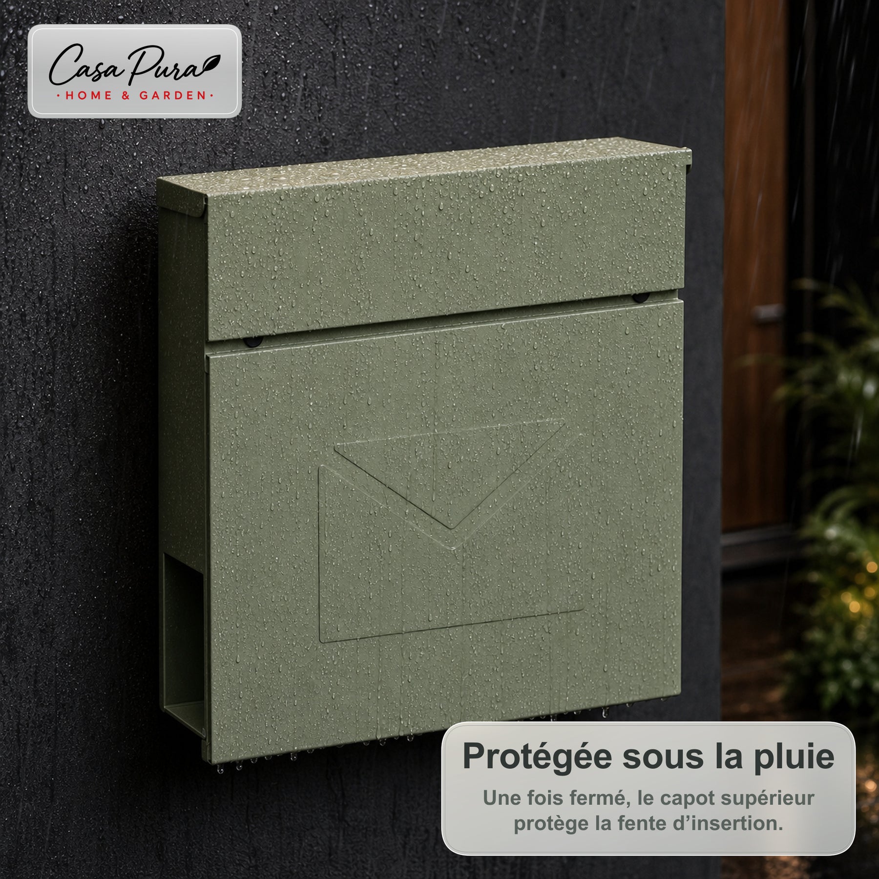Boîte aux lettres | Laurent | Boîte aux lettres murale avec Porte-journaux | Verte | Verrouillable