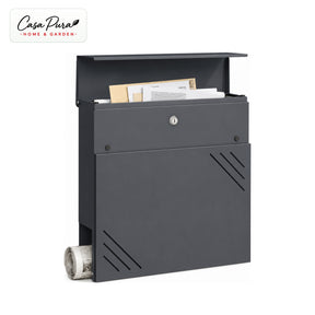 Boîte aux lettres | Lucien | Boîte murale en acier galvanisé | Verrouillable | Anthracite | Avec porte-journaux