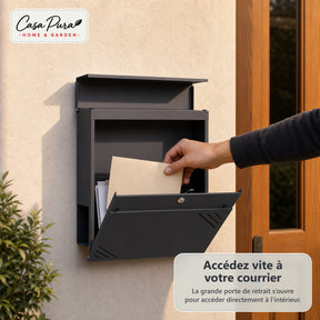 Boîte aux lettres | Lucien | Boîte murale en acier galvanisé | Verrouillable | Anthracite | Avec porte-journaux